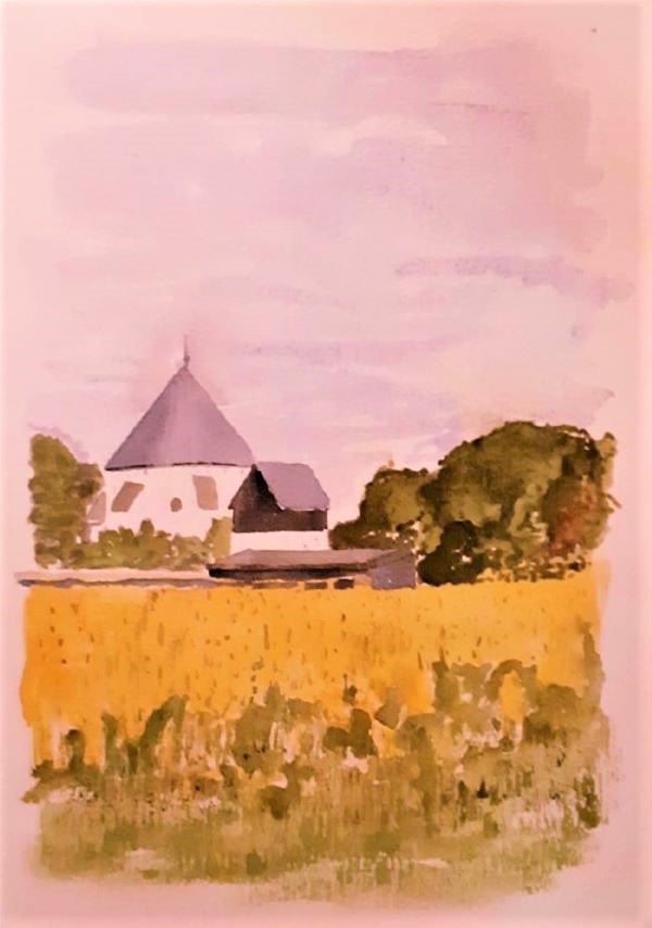 Østerlars kirke - 22 x 30 cm med blank metalramme
Pris kr. 600