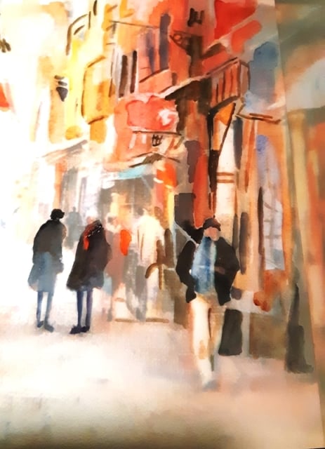 Gadebillede fra rom 30 x 40 cm.
Pris kr. 600