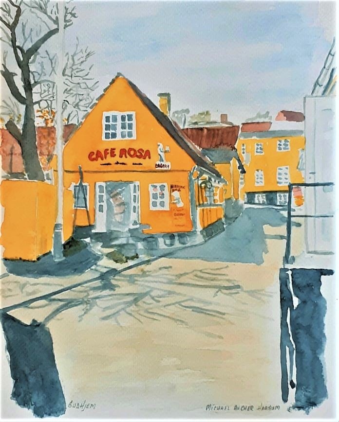 Gudhjem 30 x 40 cm. i blank metalramme